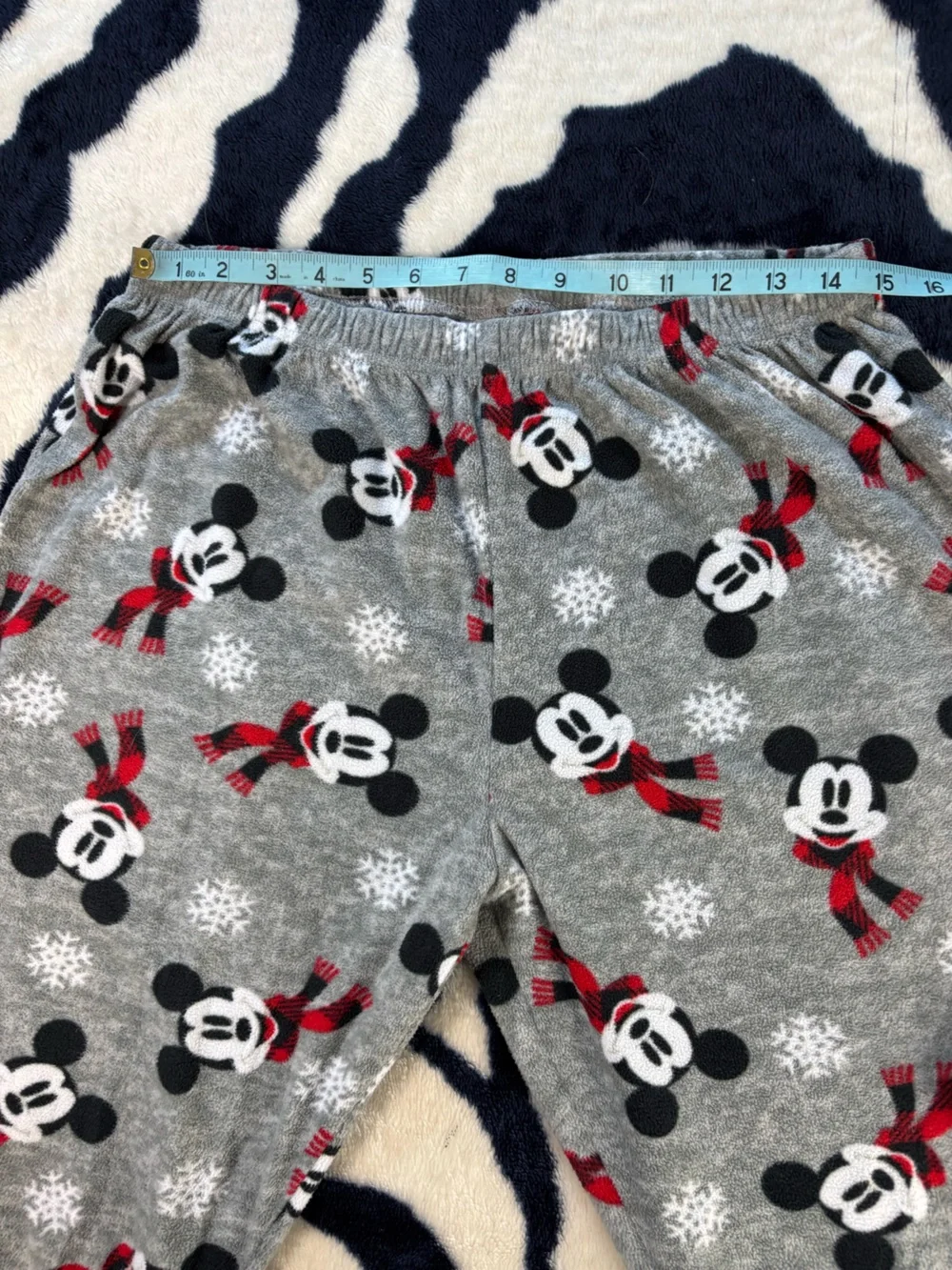 Disney Mickey Mouse Scarf Winter Fleece Pajama Pants Unisex Medium M Gray